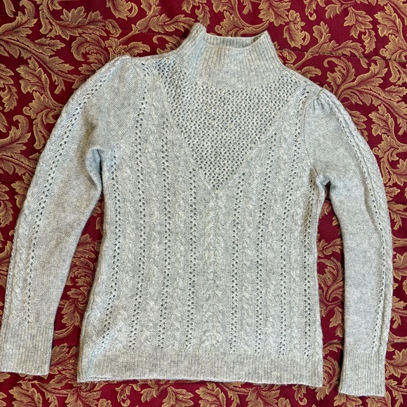 WHBM Silver Sweater Turtleneck w/Pearls on front Women's XS - Picture 1 of 9